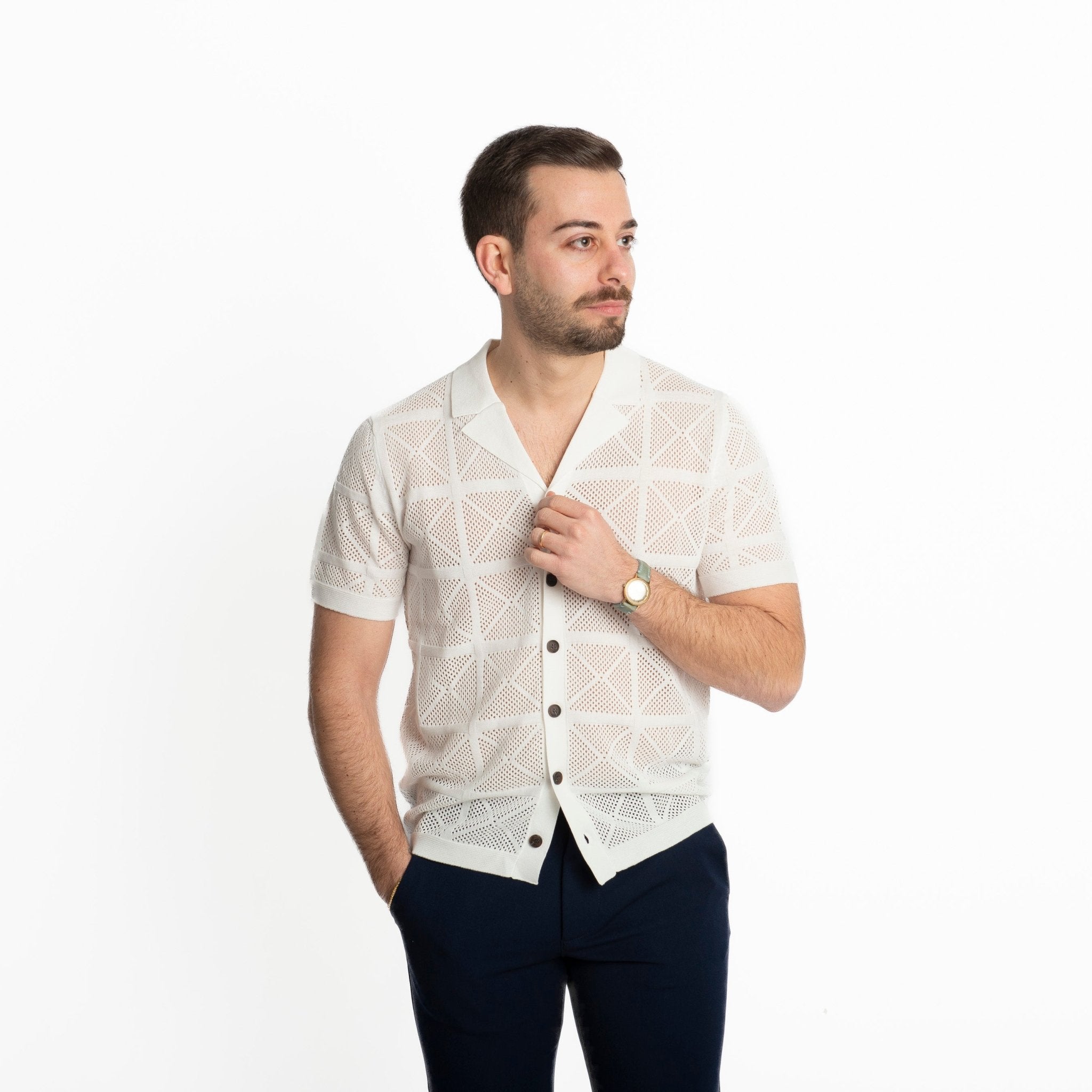 Maglia Polo Camicia Traforata Bianco - SEASON LAB