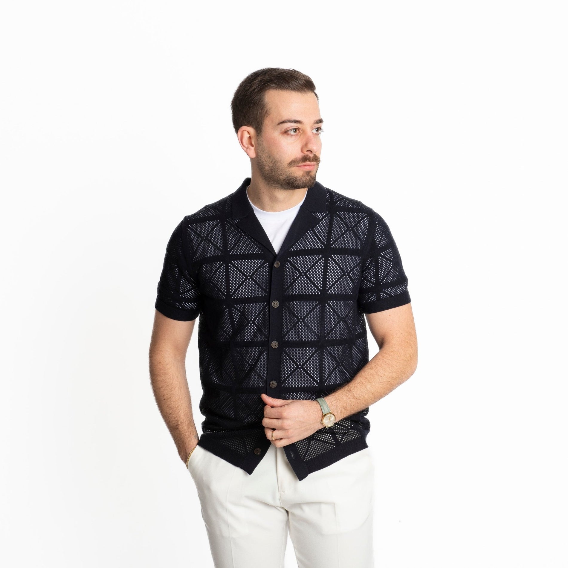 Maglia Polo Camicia Traforata Blu - SEASON LAB