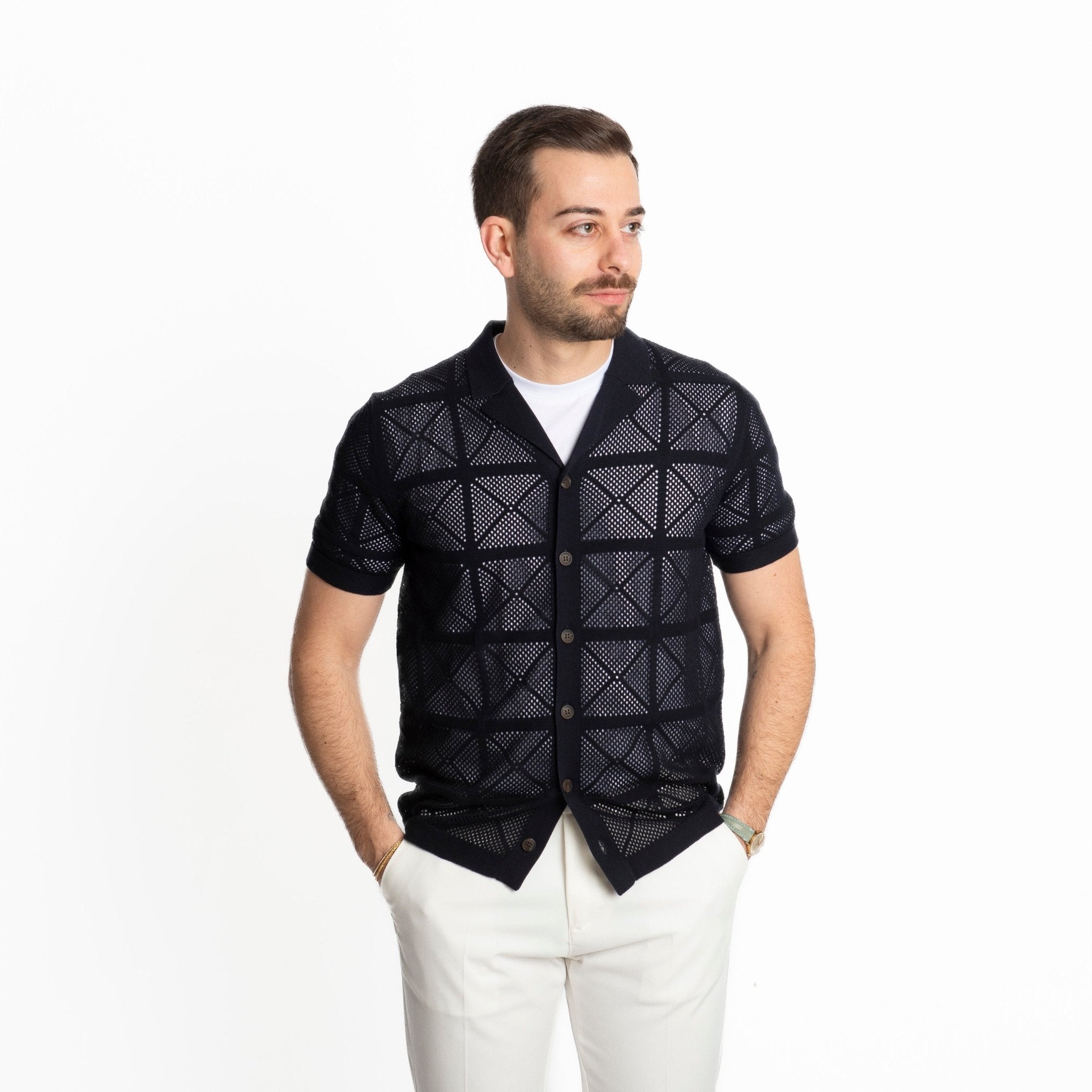 Maglia Polo Camicia Traforata Blu - SEASON LAB