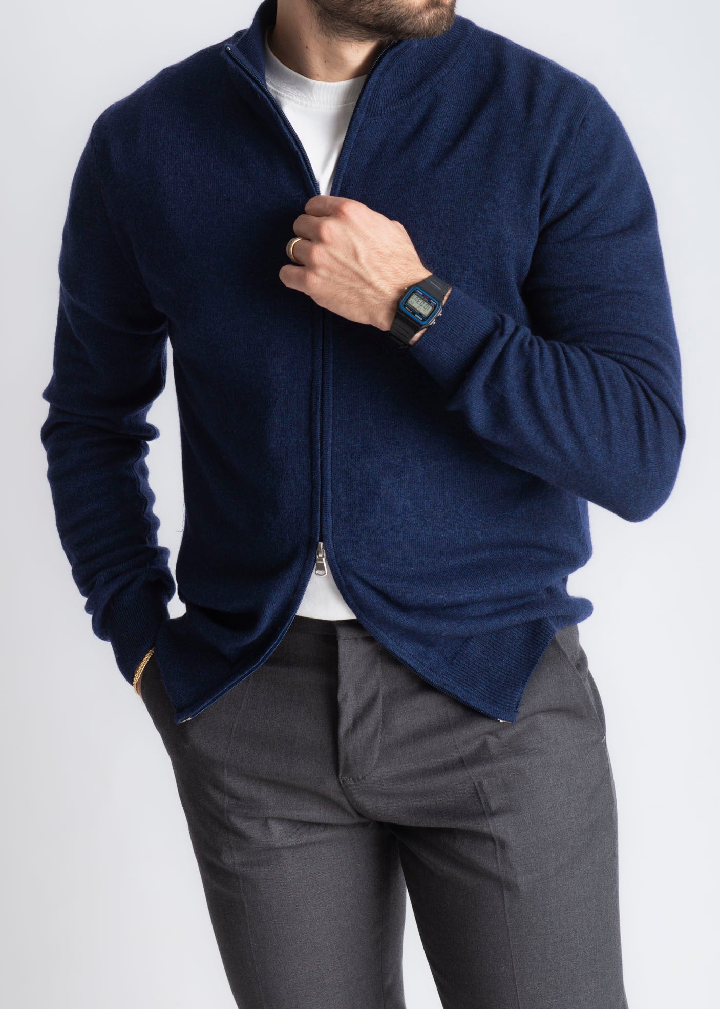 Maglioncino Full Zip Cashmere Blu - SEASON LAB