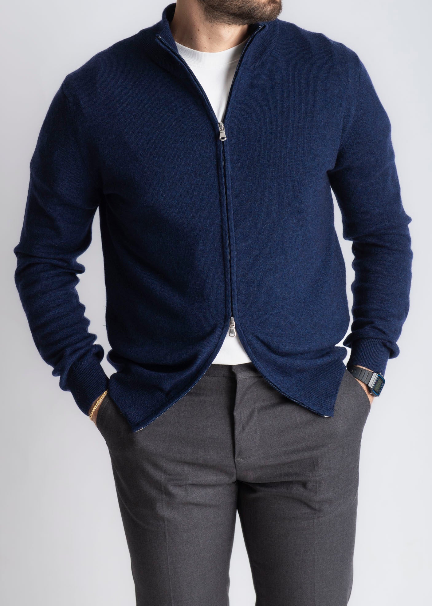 Maglioncino Full Zip Cashmere Blu - SEASON LAB