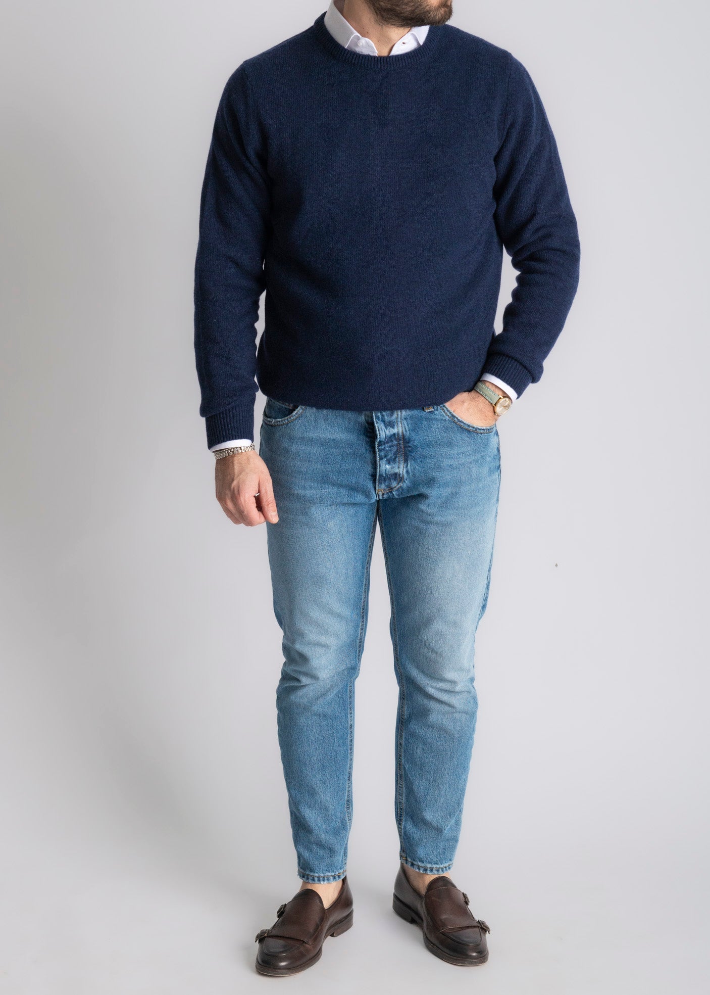 Maglione Girocollo In Lana Blu Notte - SEASON LAB