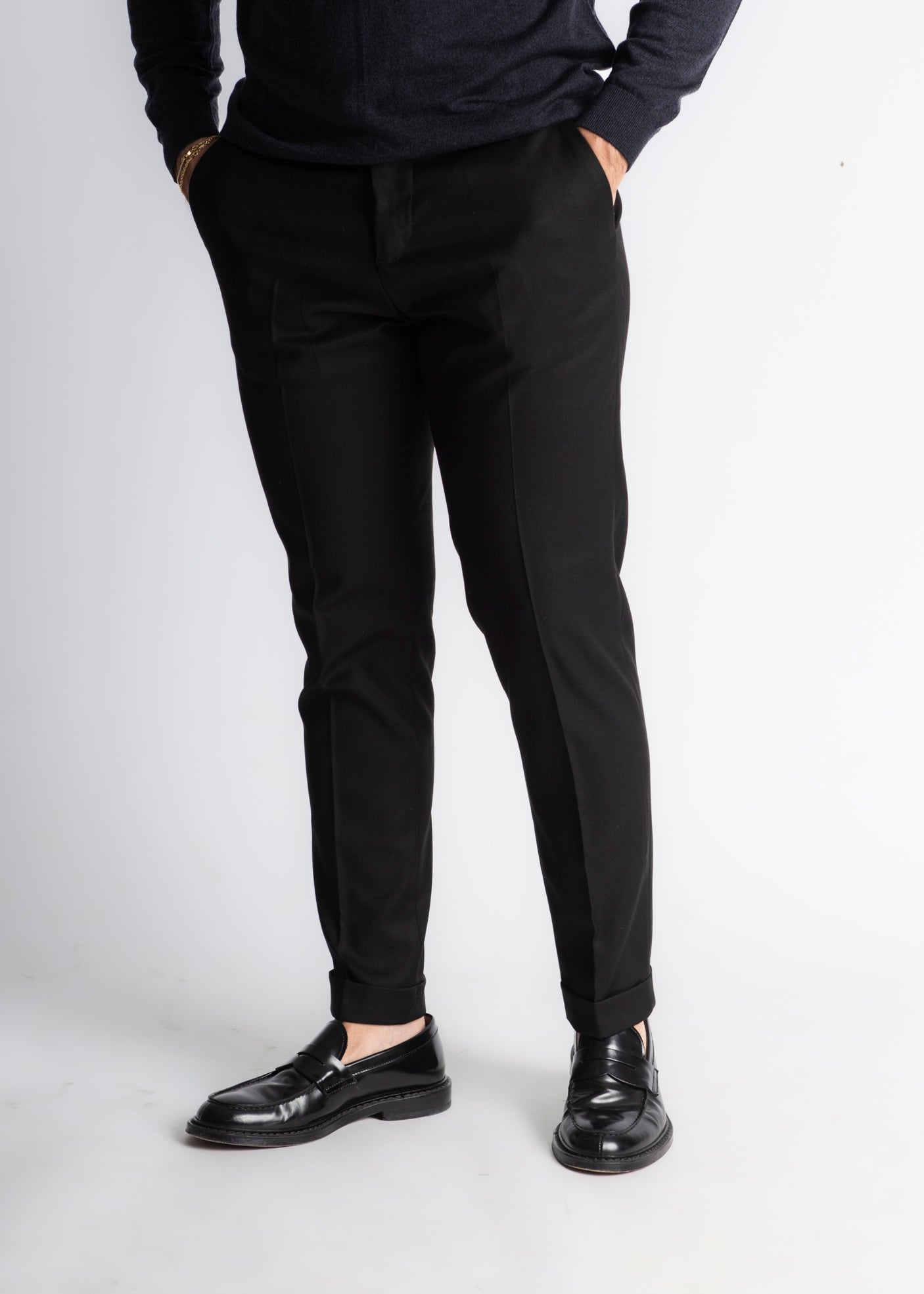 Pantalone Tennessee Sartoriale Con Risvolto Nero - SEASON LAB