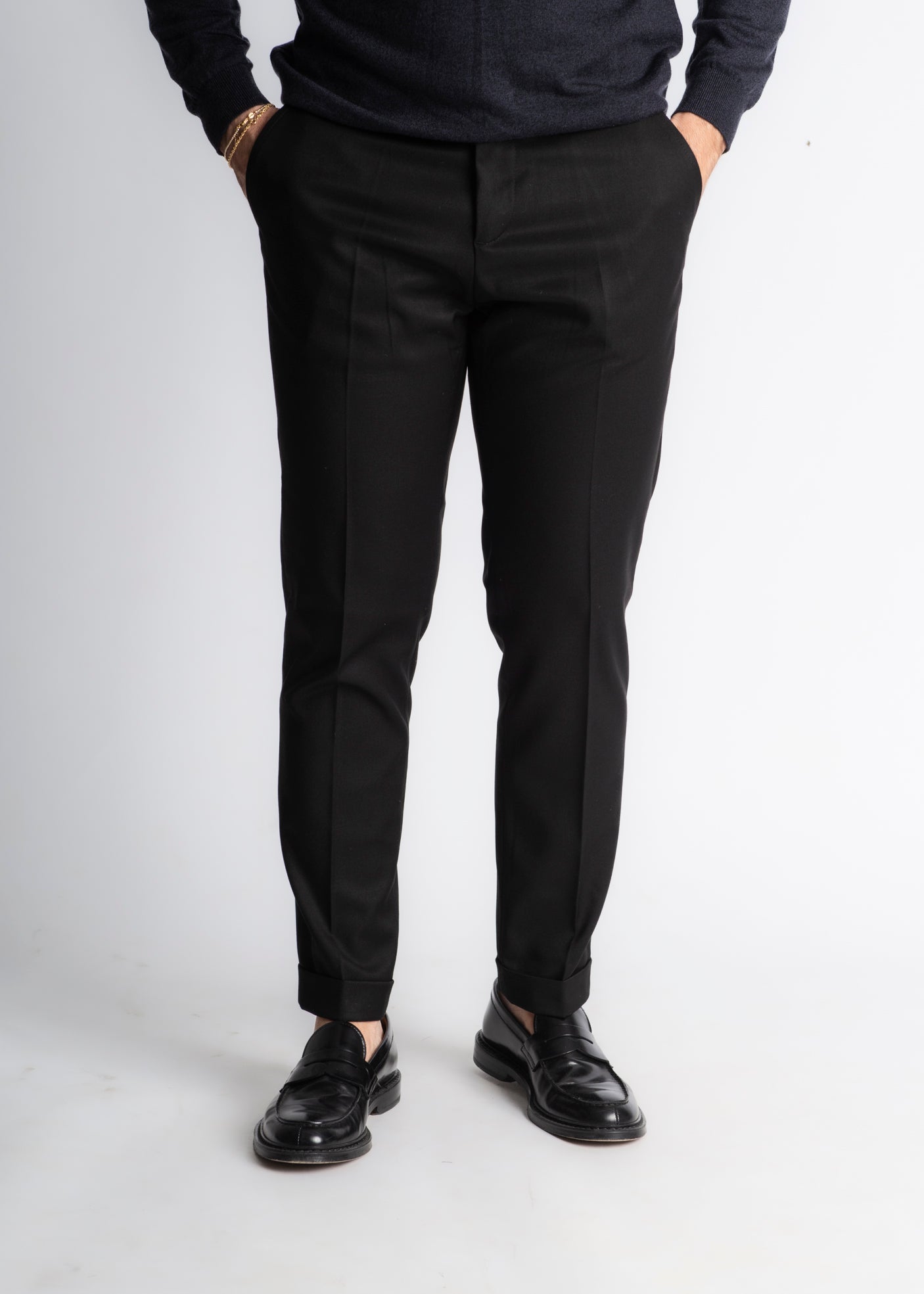 Pantalone Tennessee Sartoriale Con Risvolto Nero - SEASON LAB