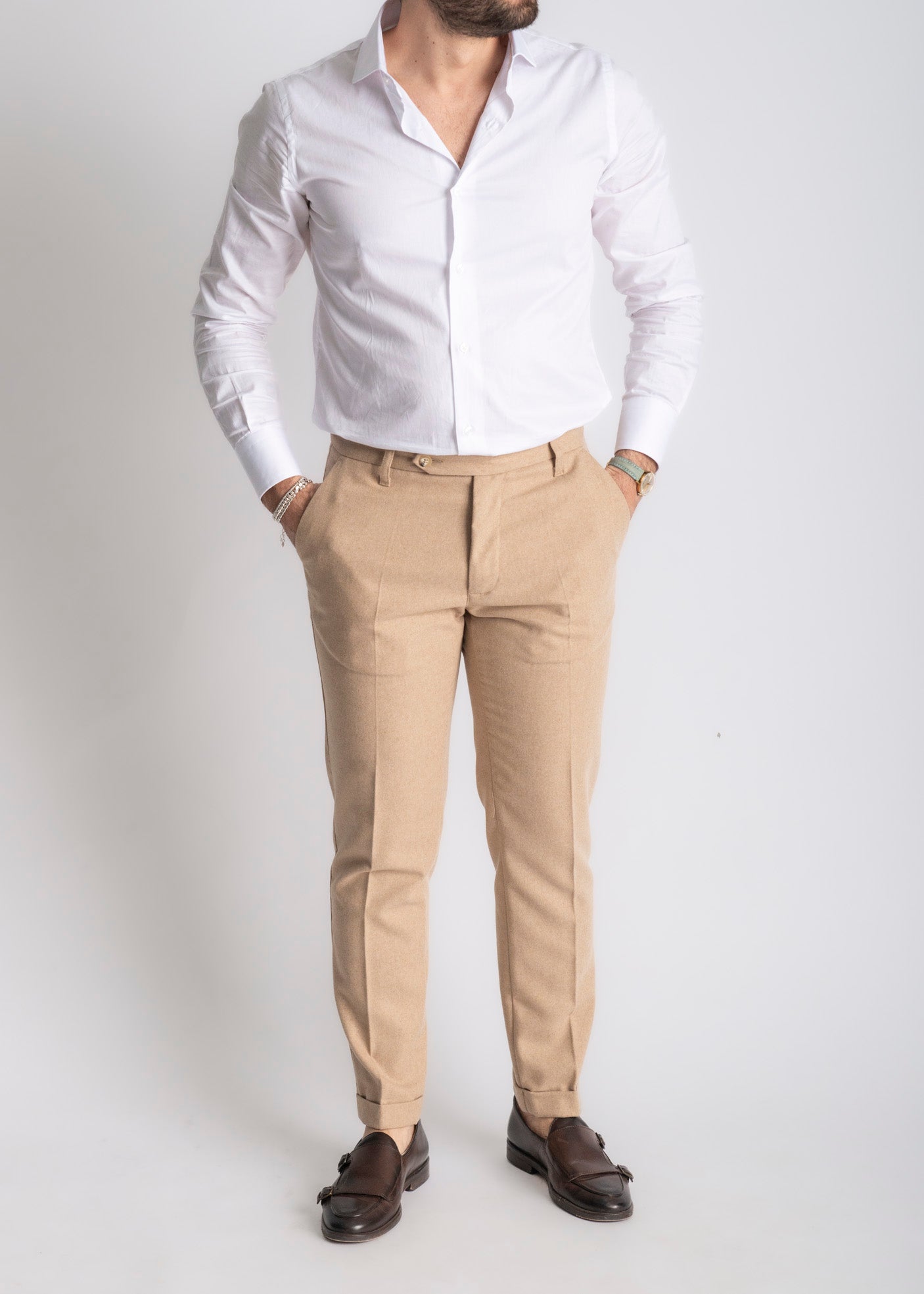 Pantalone Uomo Tennessee In Lana Beige - SEASON LAB