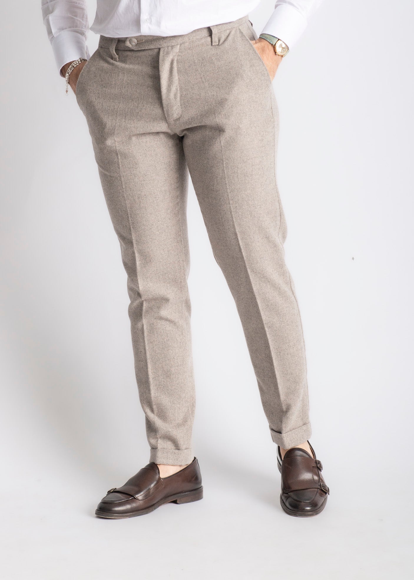 Pantalone Uomo Tennessee In Lana Tortora - SEASON LAB