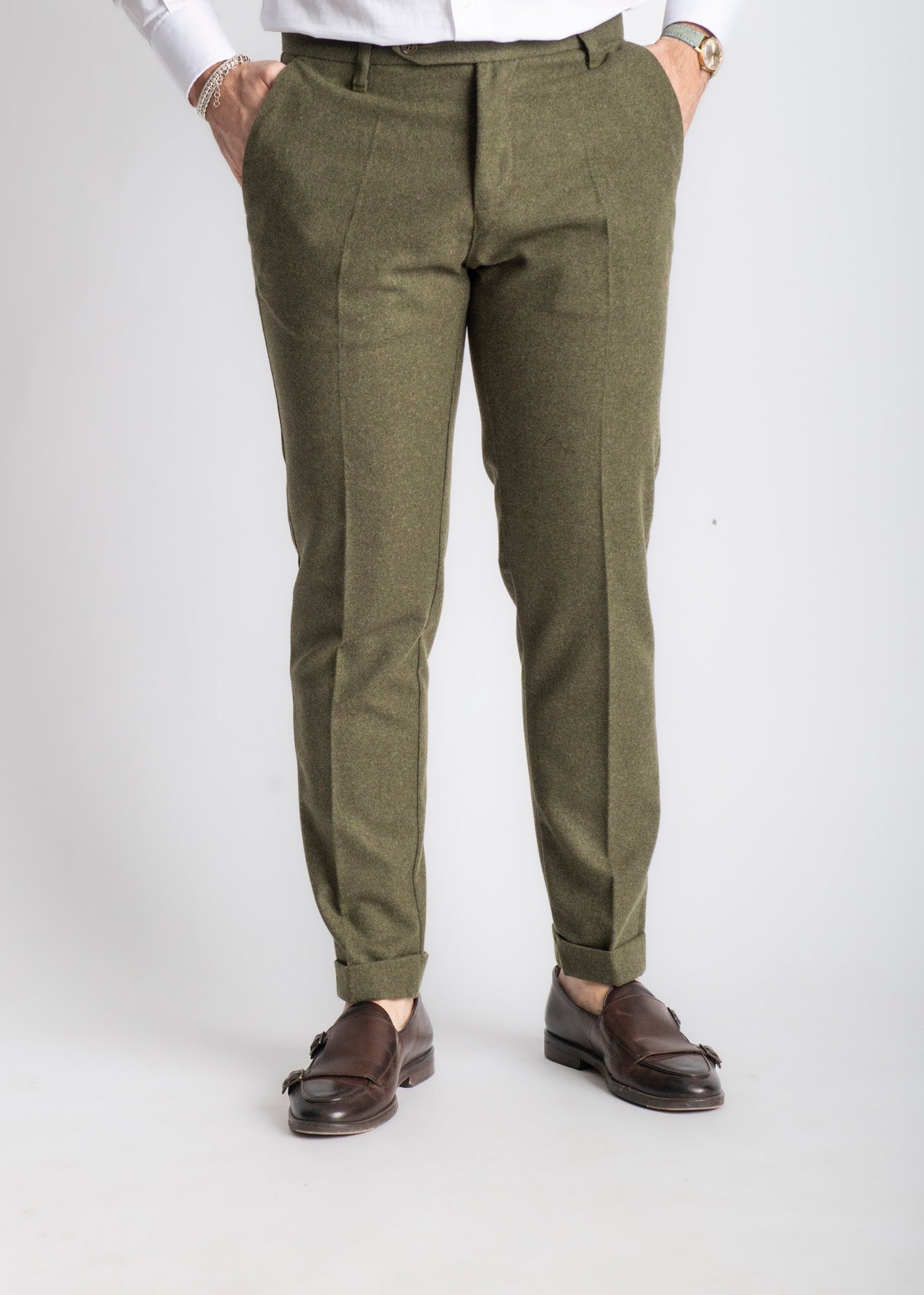 Pantalone Uomo Tennessee In Lana Verde Bosco - SEASON LAB