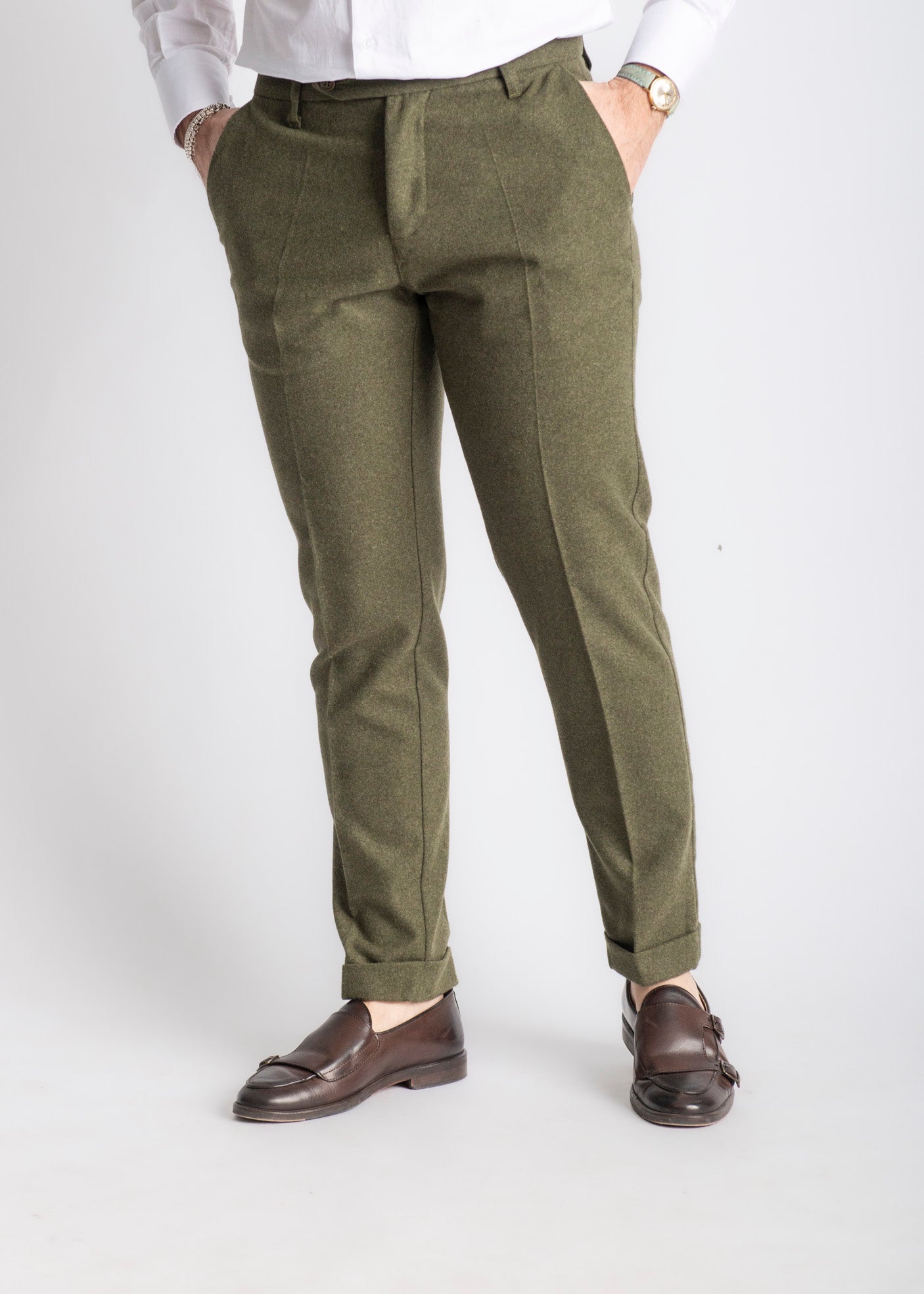 Pantalone Uomo Tennessee In Lana Verde Bosco - SEASON LAB