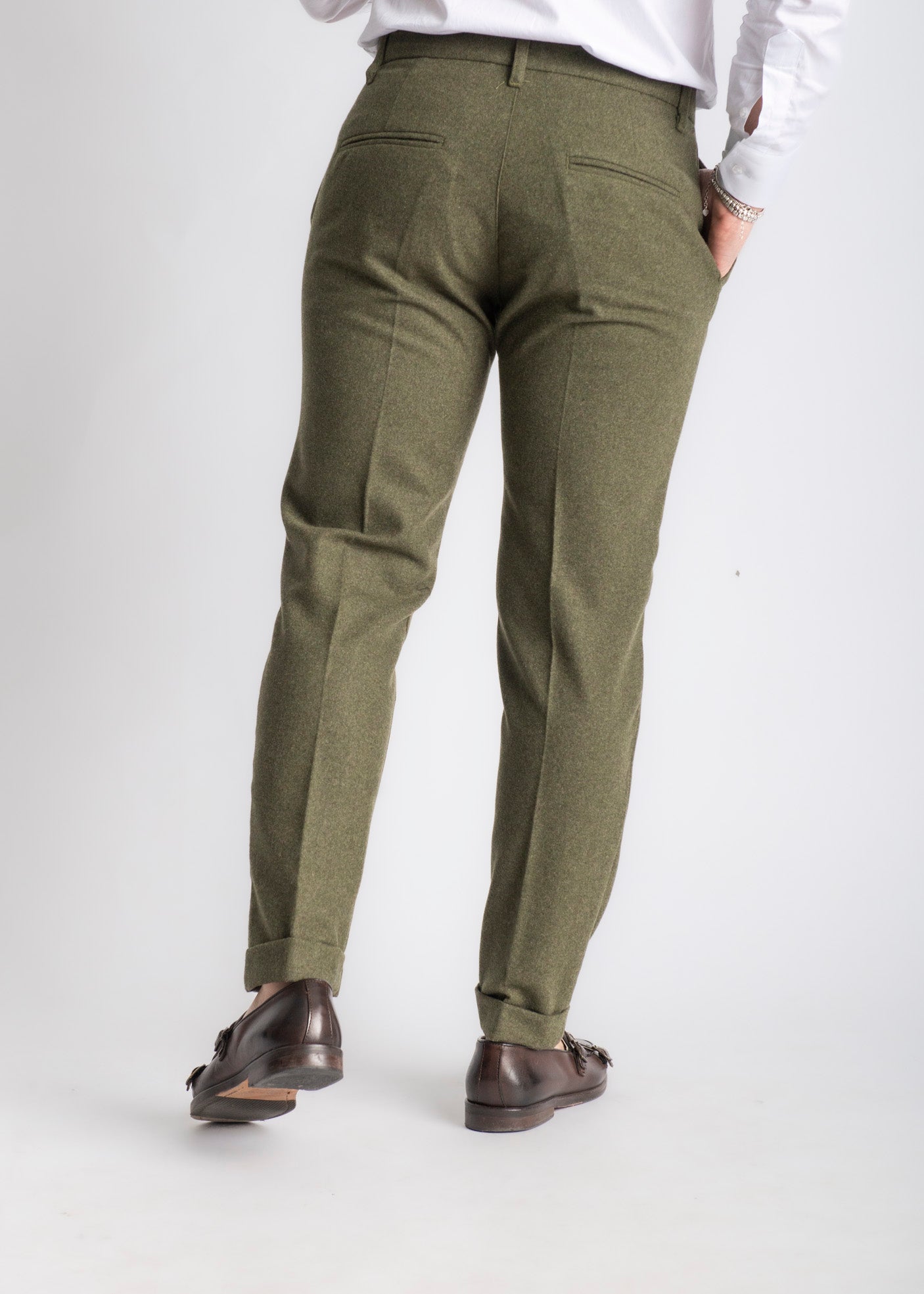 Pantalone Uomo Tennessee In Lana Verde Bosco - SEASON LAB