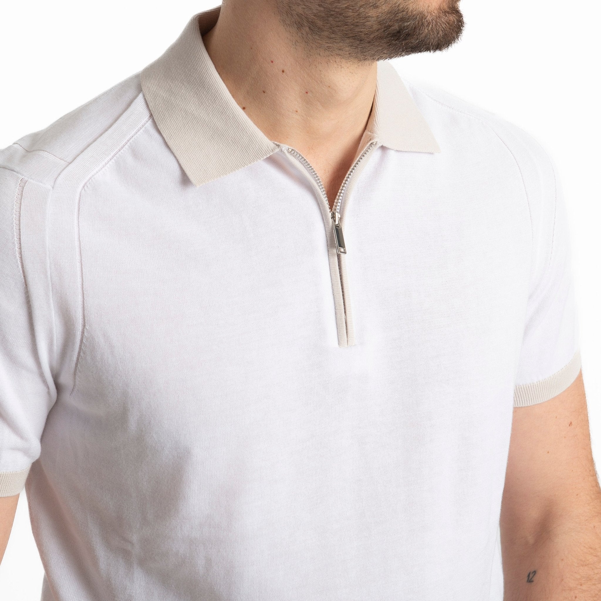 Polo Con Mezza Zip Extrafine Bianco - SEASON LAB