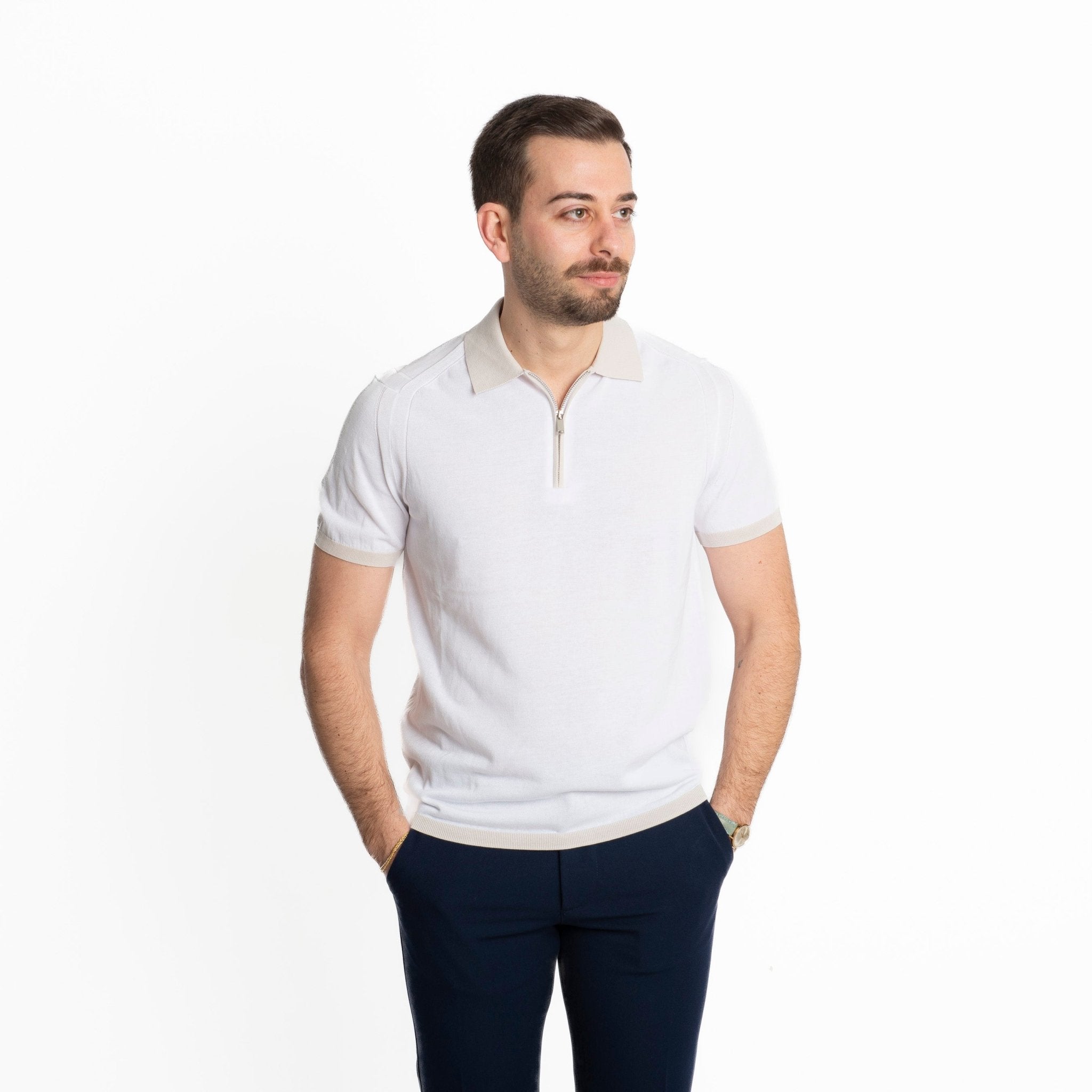 Polo Con Mezza Zip Extrafine Bianco - SEASON LAB