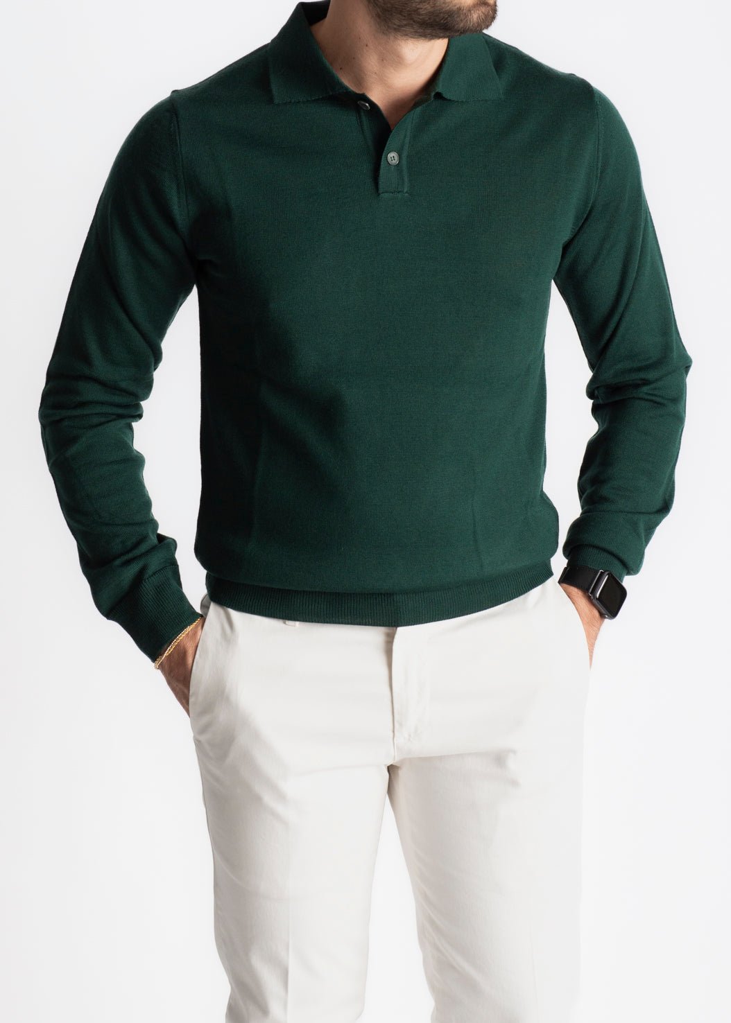 Polo Premium Quality Lana Merinos Verde Loden - SEASON LAB