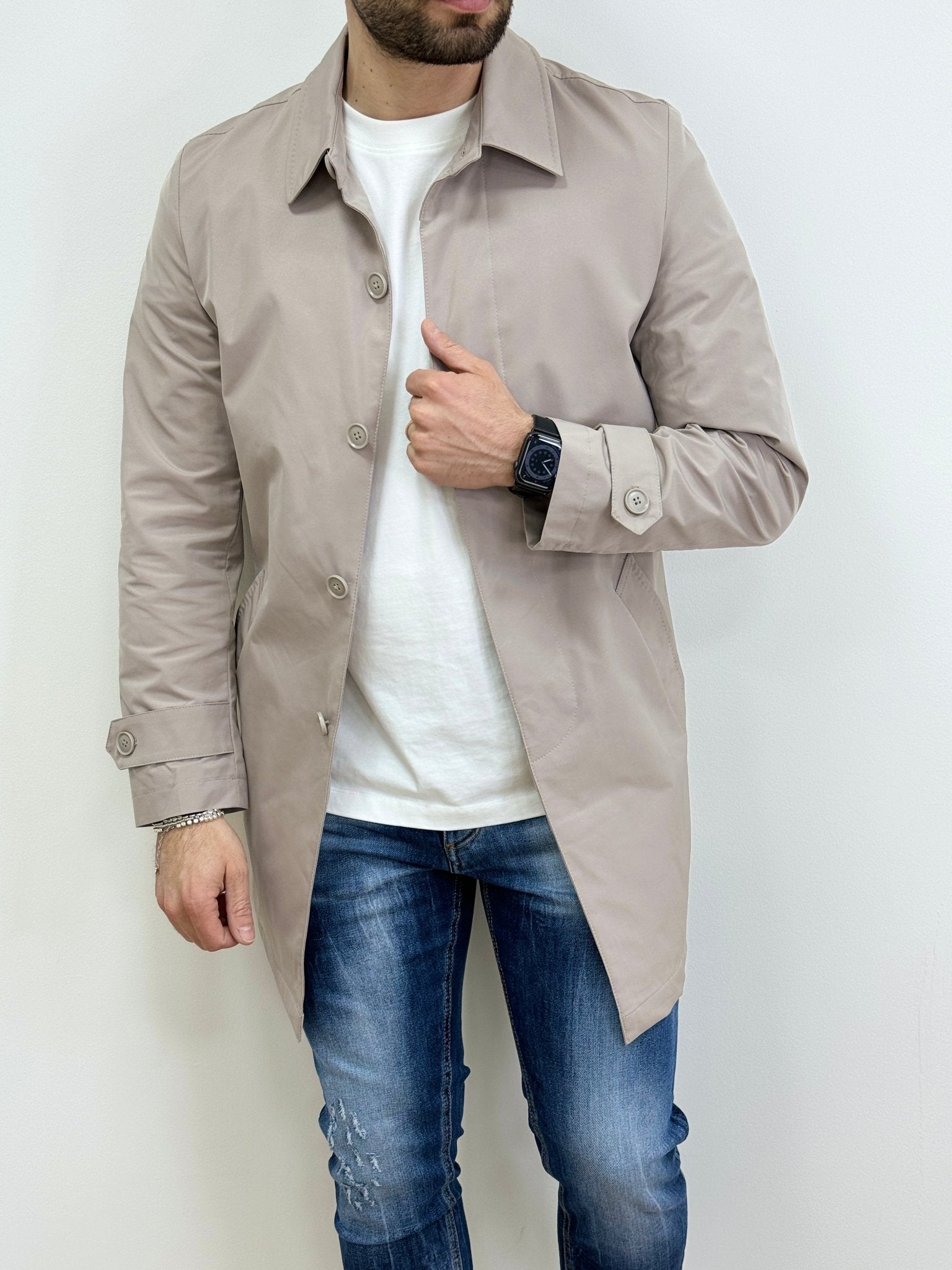 Trench Uomo Collo Camicia Beige - SEASON LAB