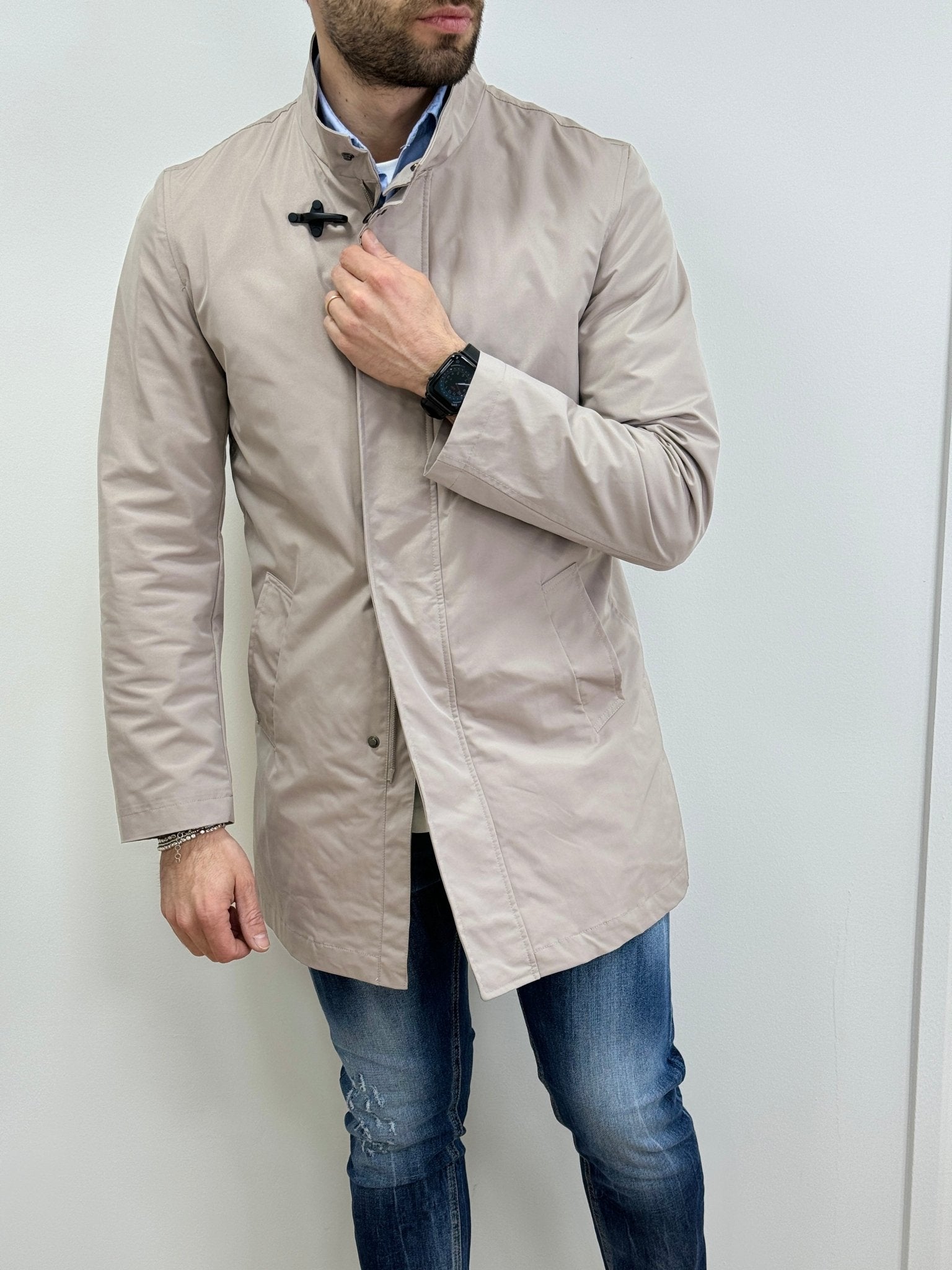 Trench Uomo Con Ciappe Beige - SEASON LAB