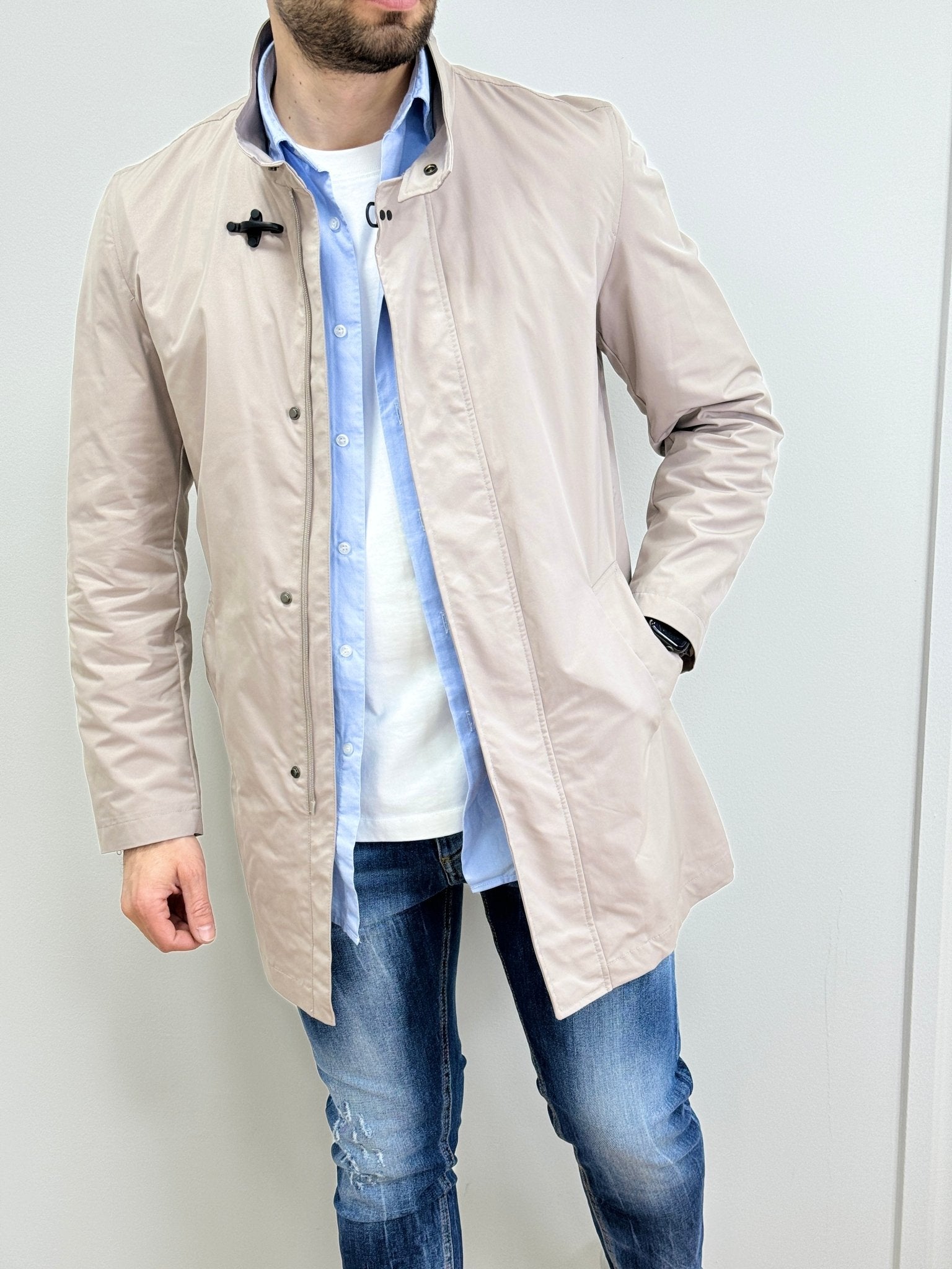 Trench Uomo Con Ciappe Beige - SEASON LAB