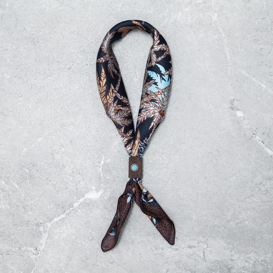 Foulard Tropical Turquoise in Seta con Bolo