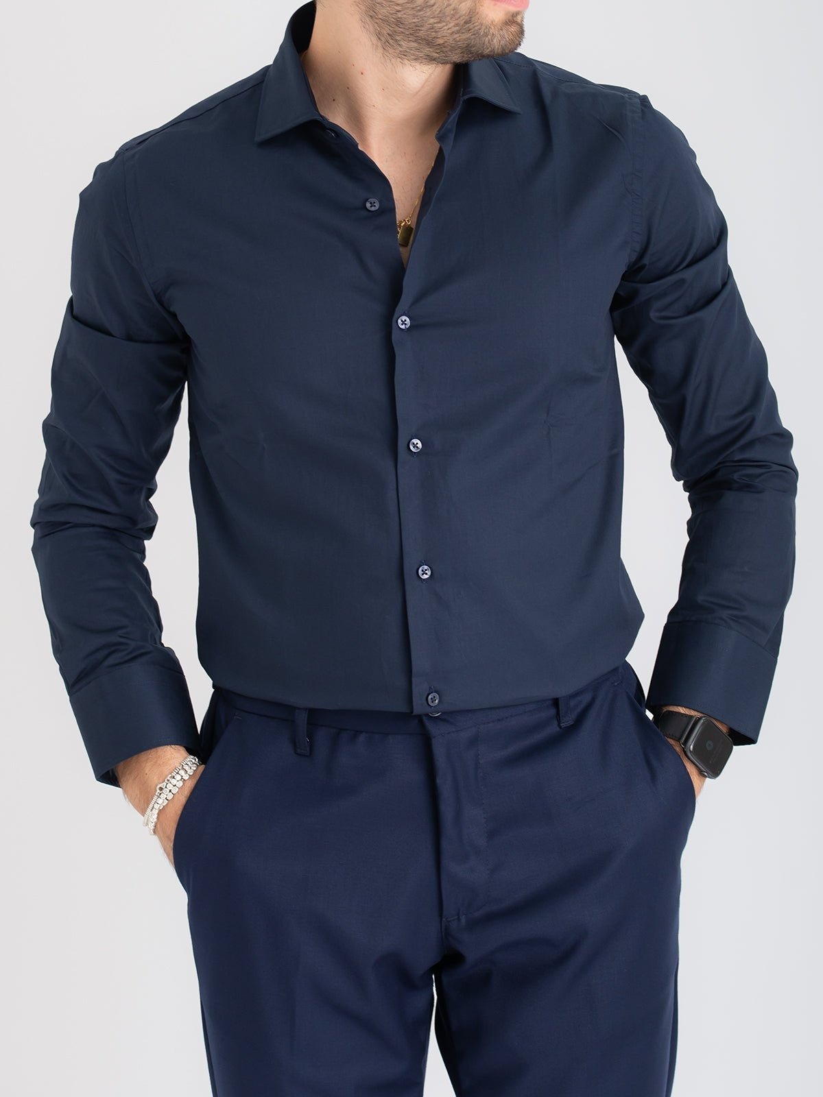 Camicia Uomo Tinta Unita Blu Scuro - SEASON LAB